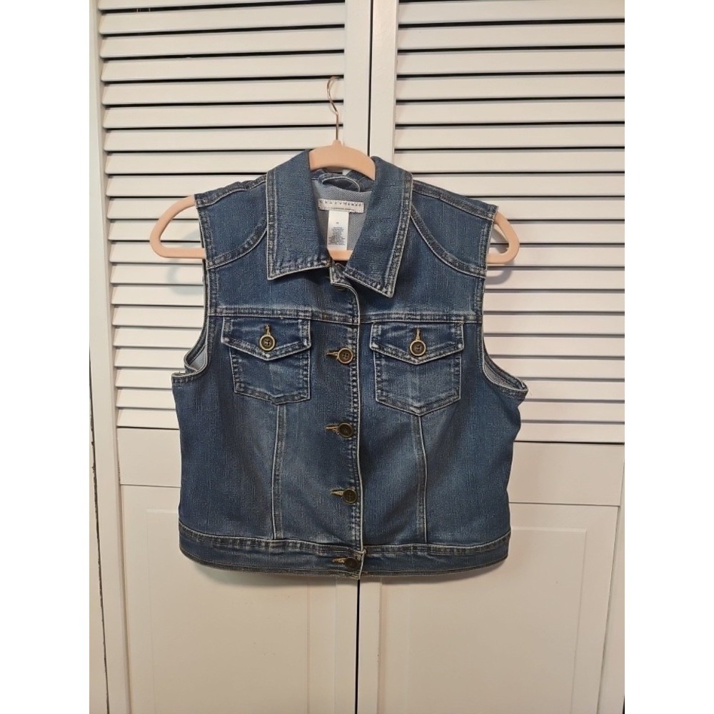 Crazy Horse Liz Claiborne Women's Denim Vest/jacket Size Medium EUC